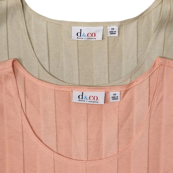 D&Co Women's Short Sleeve Ribbed Tops - Lot of 2 Peach and Tan 2X - Picture 2 of 7